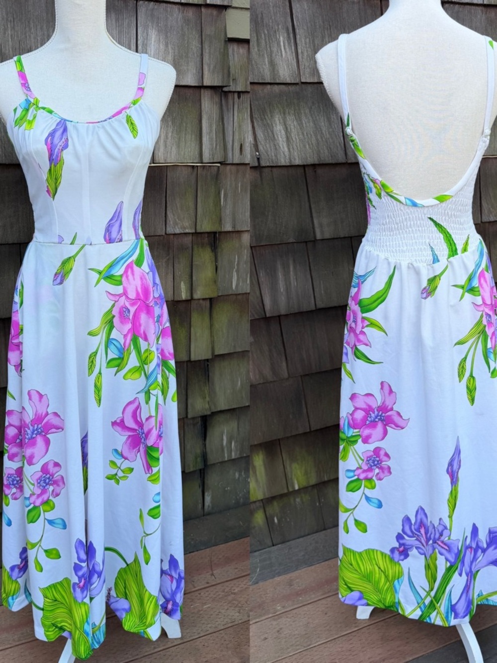 Vintage The Ritz Hawaii sun dress backless floral tropical print size XS.